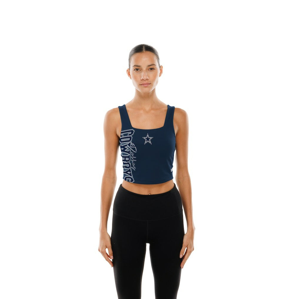 Dallas Cowboys New Era Women's Reversible Cropped Sport Classics Tank Top - Navy/Gray - NFL