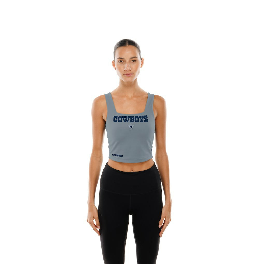Dallas Cowboys New Era Women's Reversible Cropped Sport Classics Tank Top - Navy/Gray - NFL