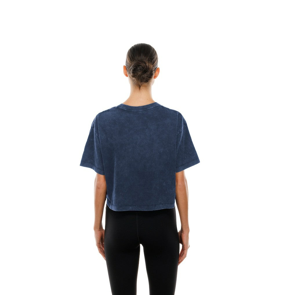 Dallas Cowboys New Era Women's Cropped Boxy Sport Classics Mineral Wash T-Shirt - Navy - NFL