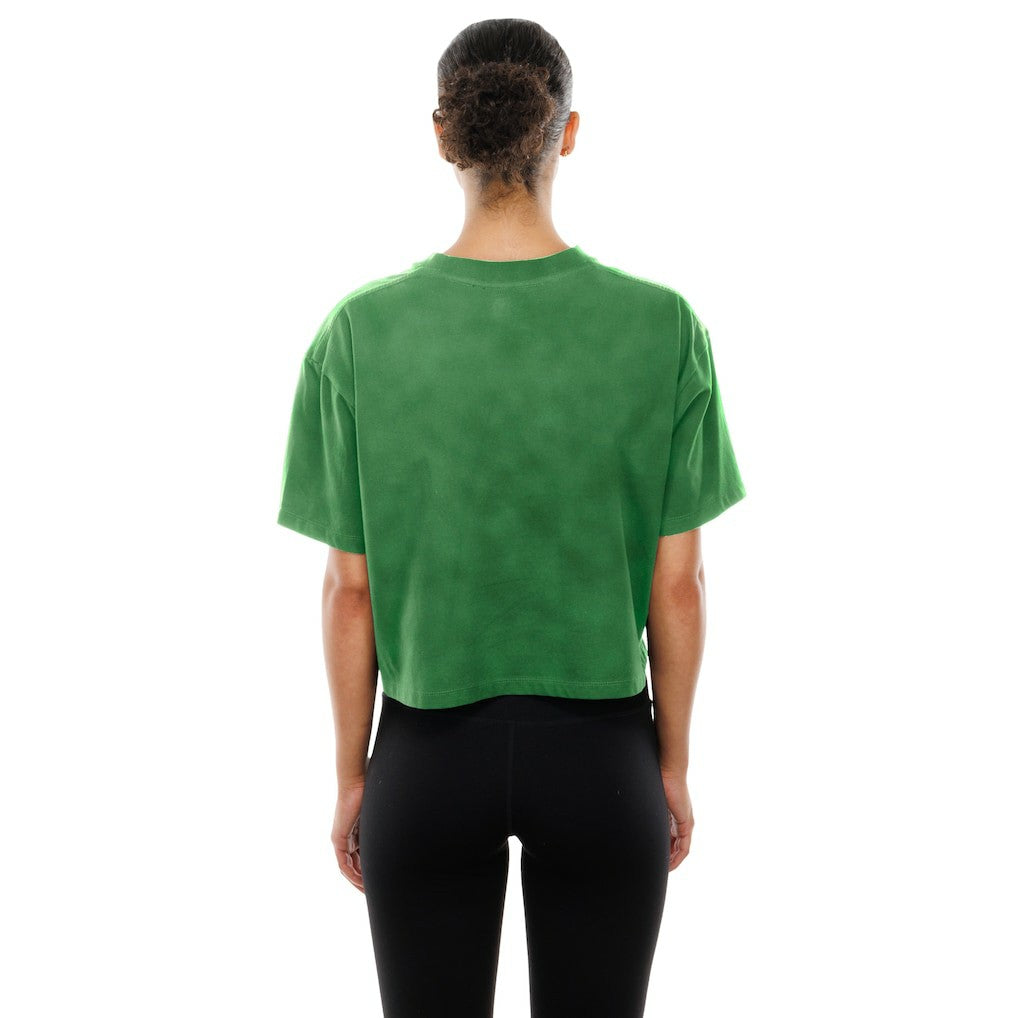 Philadelphia Eagles New Era Women's Cropped Boxy Sport Classics Mineral Wash T-Shirt - Kelly Green - NFL
