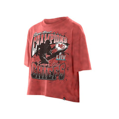 Kansas City Chiefs New Era Women's Cropped Boxy Sport Classics Mineral Wash T-Shirt - Red - NFL