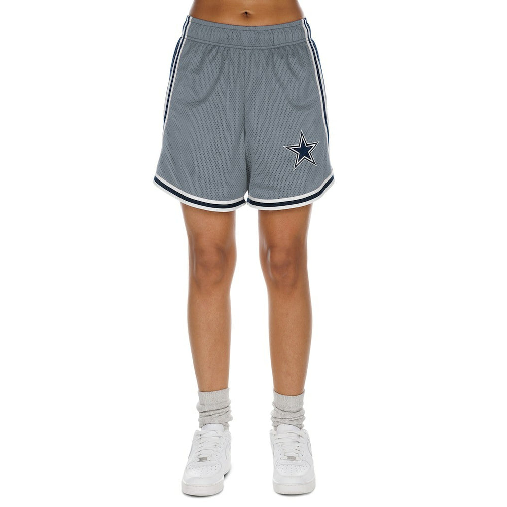 Dallas Cowboys New Era Women's Sport Classics Mesh Shorts - Silver/Navy - NFL
