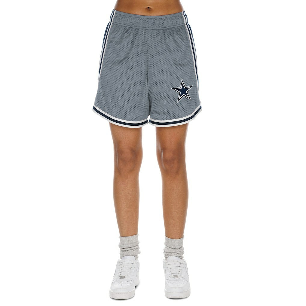Dallas Cowboys New Era Women's Sport Classics Mesh Shorts - Silver/Navy - NFL