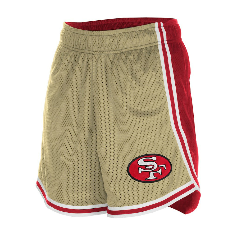 San Francisco 49ers New Era Women's Throwback Sport Classics Mesh Shorts - Gold/Scarlet - NFL