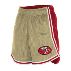 San Francisco 49ers New Era Women's Throwback Sport Classics Mesh Shorts - Gold/Scarlet - NFL