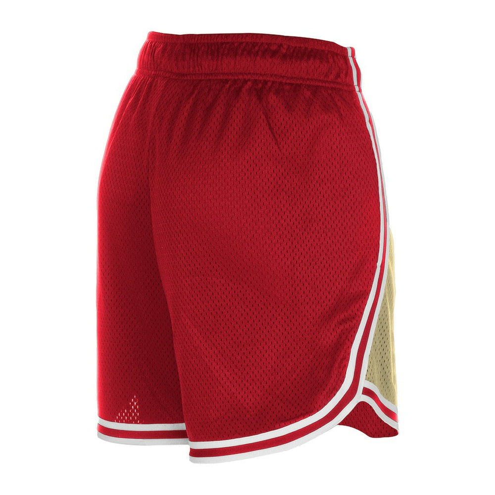San Francisco 49ers New Era Women's Throwback Sport Classics Mesh Shorts - Gold/Scarlet - NFL