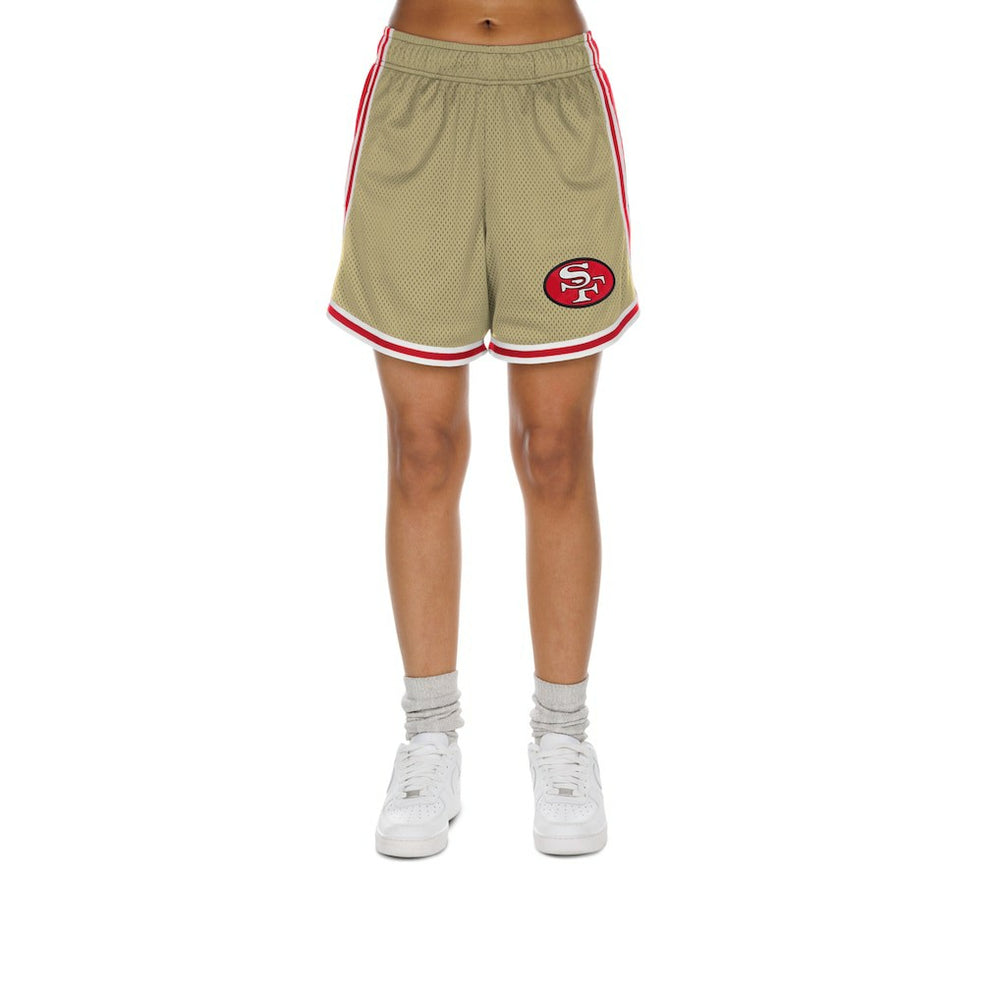 San Francisco 49ers New Era Women's Throwback Sport Classics Mesh Shorts - Gold/Scarlet - NFL