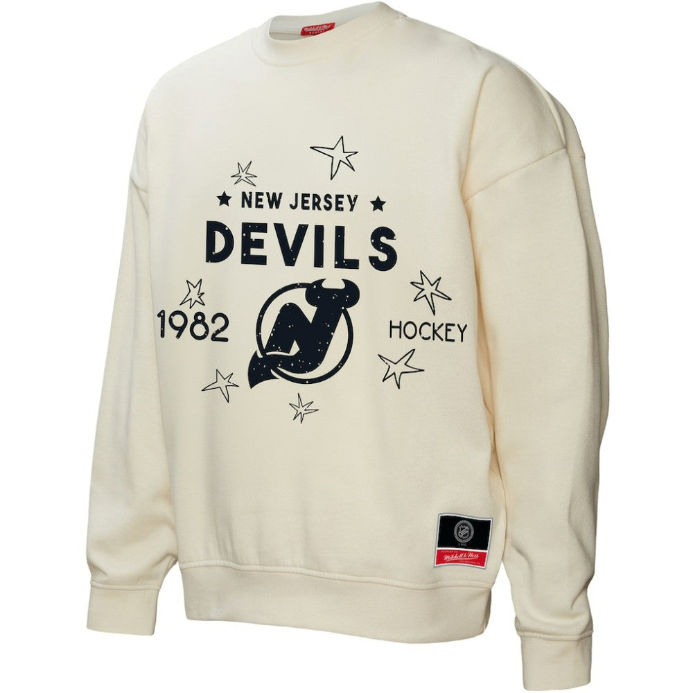New Jersey Devils Mitchell & Ness Women's Logo 3.0 Pullover Sweatshirt - Cream | NHL discount