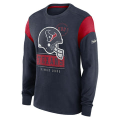 Houston Texans Rewind Playback Helmet Long Sleeve T-Shirt - Heather Navy - Nike