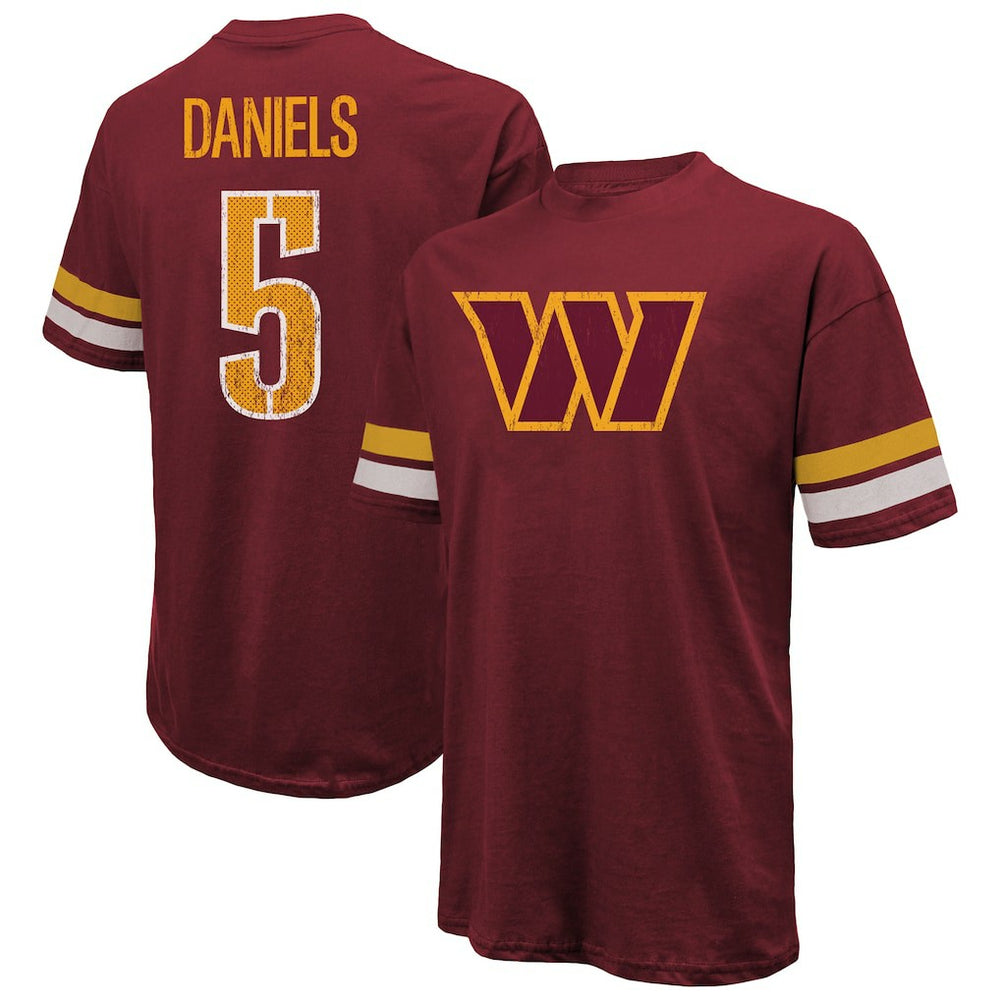 Jayden Daniels Washington Commanders Majestic Threads Name & Number Oversize Fit T-Shirt - Burgundy - NFL