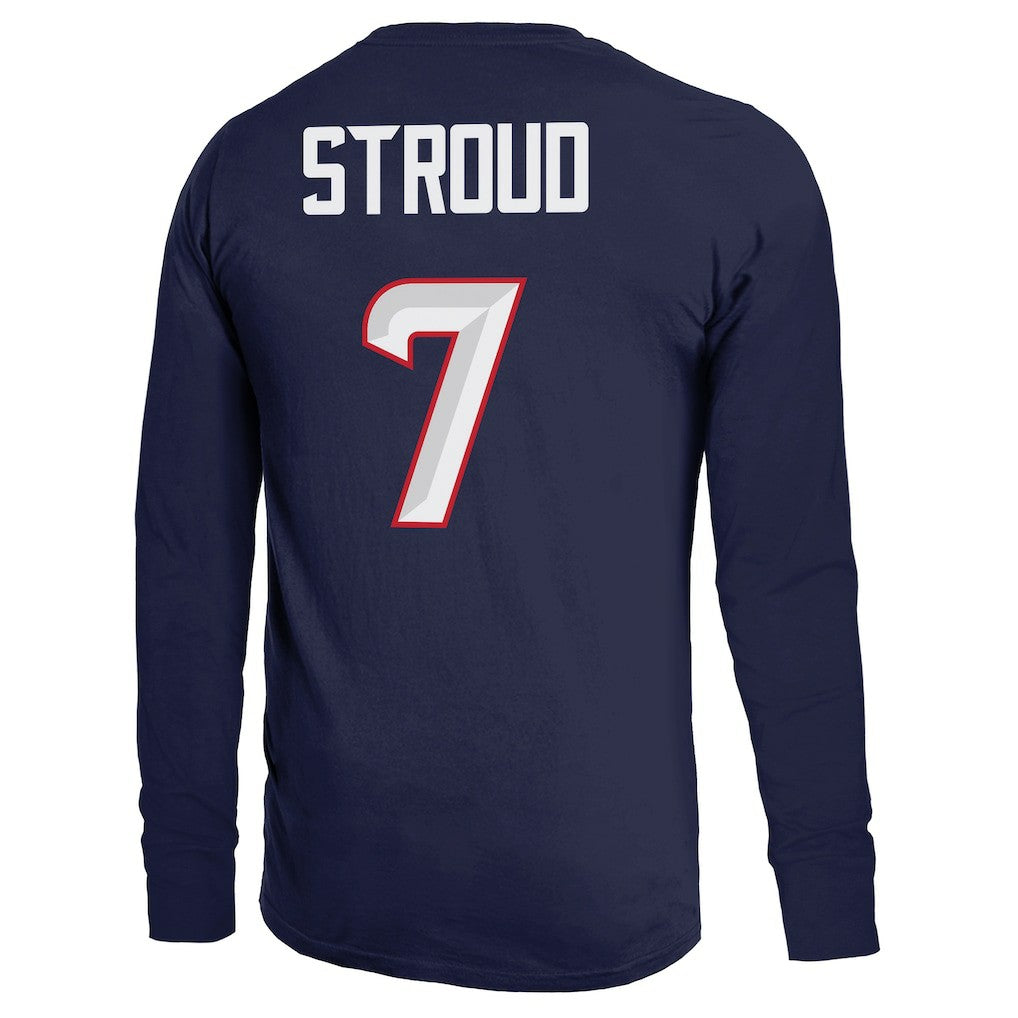 C.J. Stroud Houston Texans Majestic Threads Name & Number Non-Distressed Long Sleeve T-Shirt - Navy - NFL