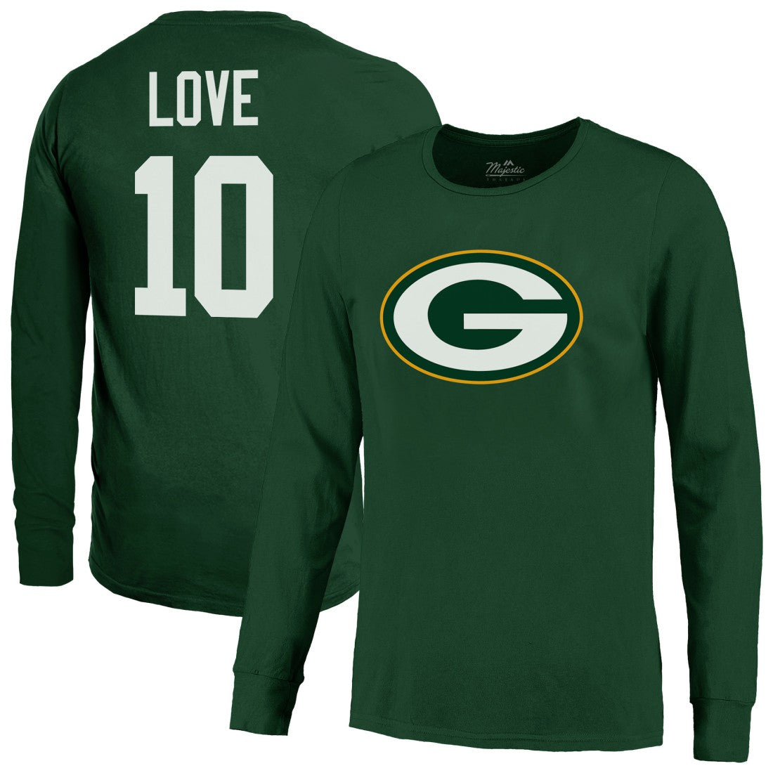 Jordan Love Green Bay Packers Majestic Threads Name & Number Long Sleeve T-Shirt - Green - NFL