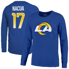 Puka Nacua Los Angeles Rams Majestic Threads Name & Number Non-Distressed Long Sleeve T-Shirt - Royal - NFL
