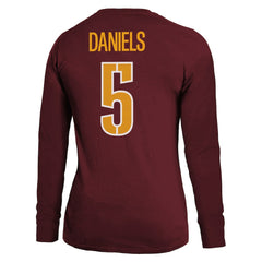 Jayden Daniels Washington Commanders Majestic Threads Women's Player Name & Number Long Sleeve T-Shirt - Burgundy - NFL