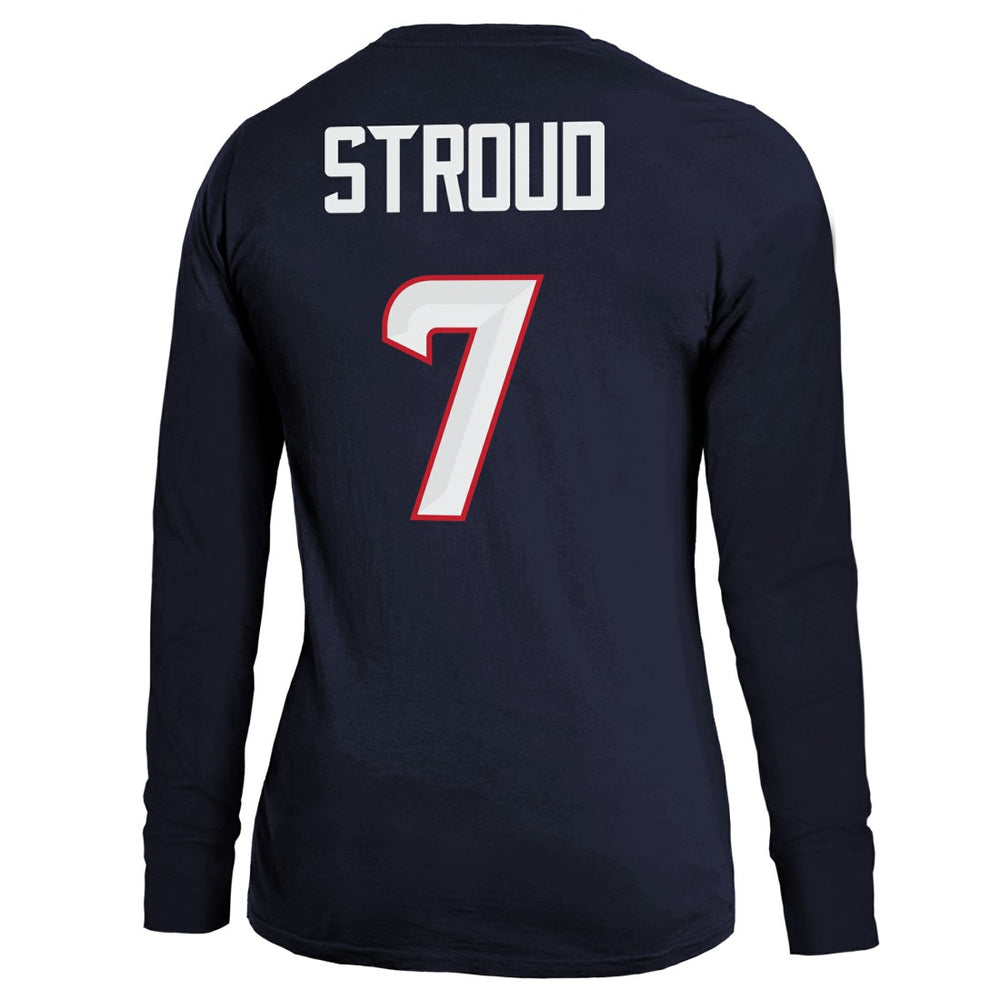 C.J. Stroud Houston Texans Majestic Threads Women's Player Name & Number Long Sleeve T-Shirt - Navy - NFL