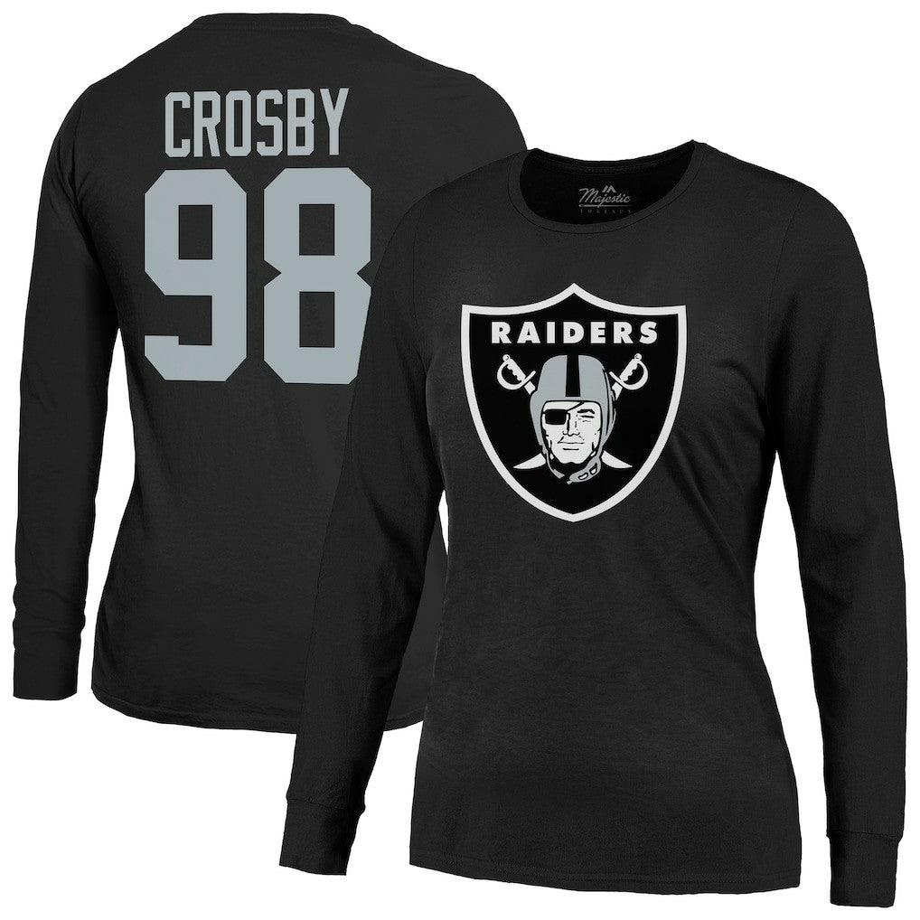 Maxx Crosby Las Vegas Raiders Majestic Threads Women's Player Name & Number Long Sleeve T-Shirt - Black - NFL