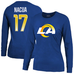Puka Nacua Los Angeles Rams Majestic Threads Women's Player Name & Number Long Sleeve T-Shirt - Royal - NFL