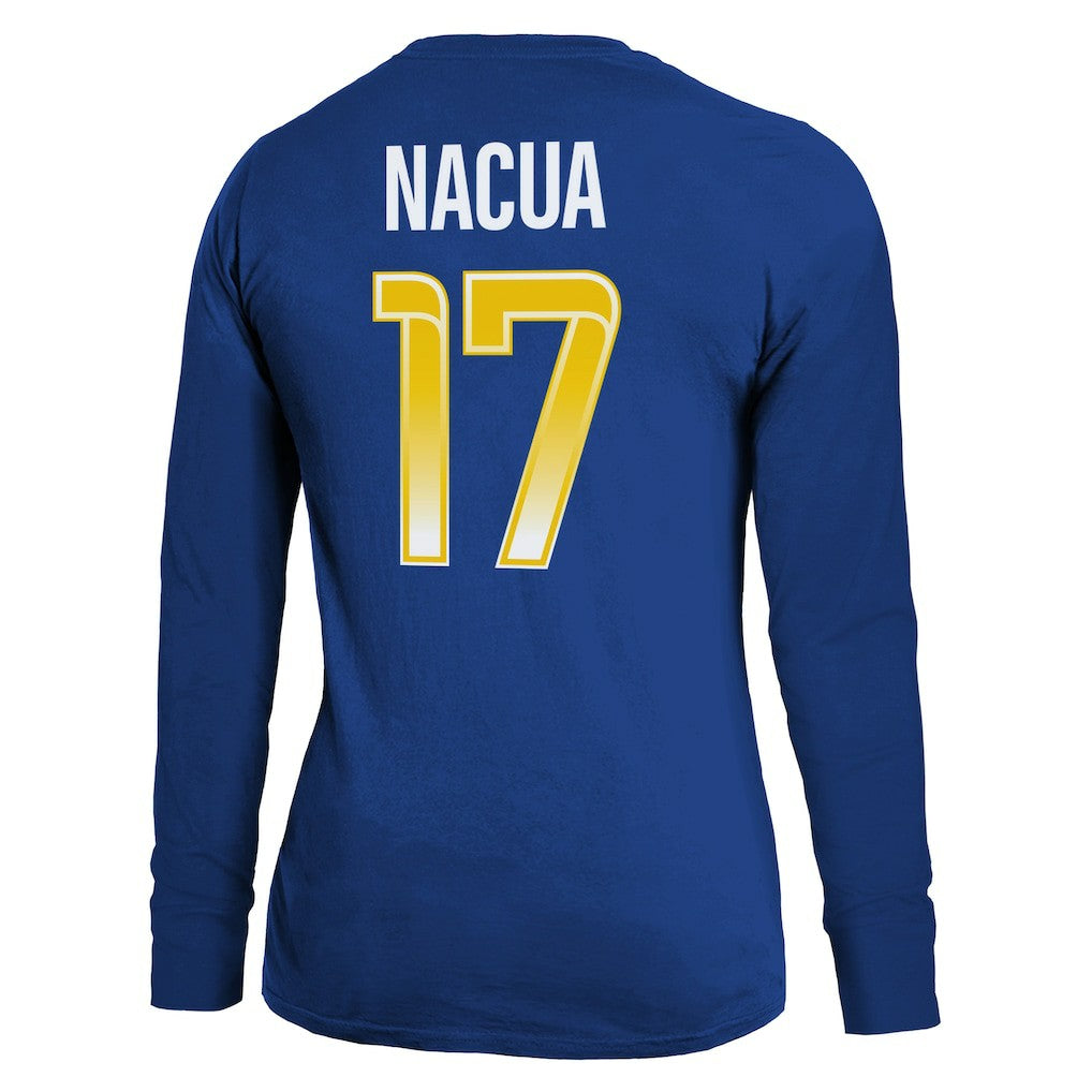 Puka Nacua Los Angeles Rams Majestic Threads Women's Player Name & Number Long Sleeve T-Shirt - Royal - NFL