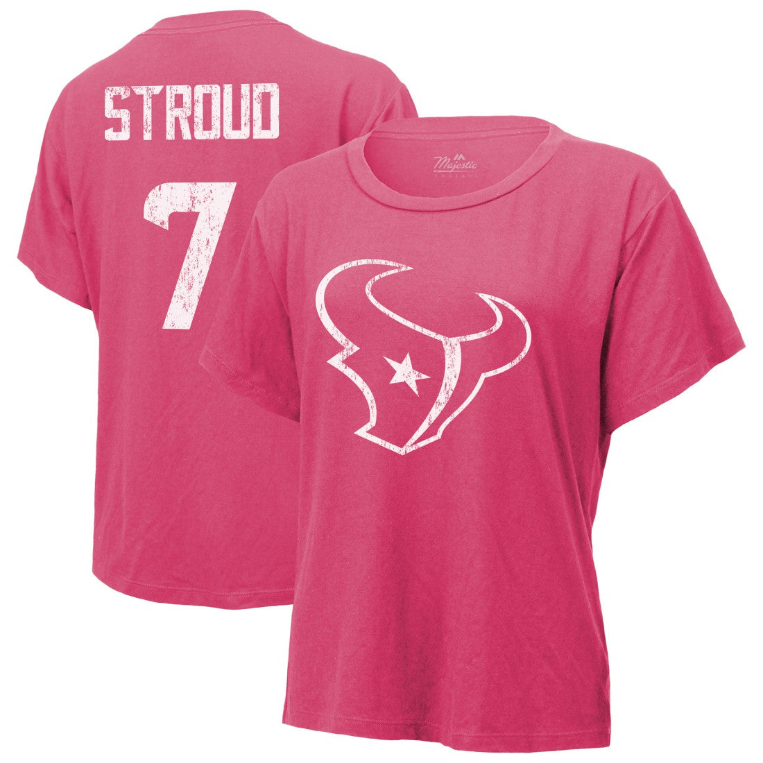C.J. Stroud Houston Texans Majestic Threads Women's Name & Number T-Shirt - Pink - NFL