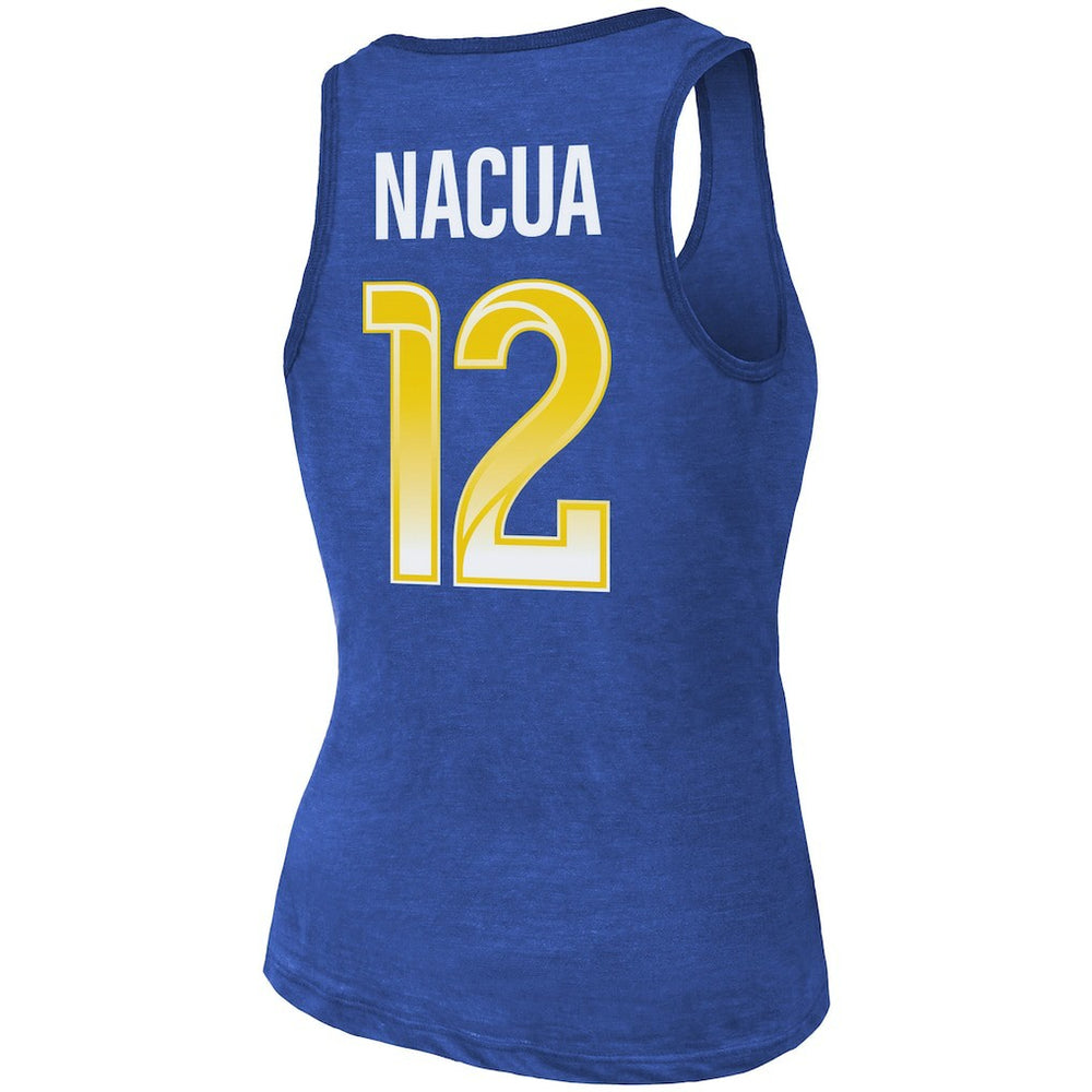 Puka Nacua Los Angeles Rams Majestic Threads Women's Name & Number Tri-Blend Scoop Neck Tank Top - Royal - NFL