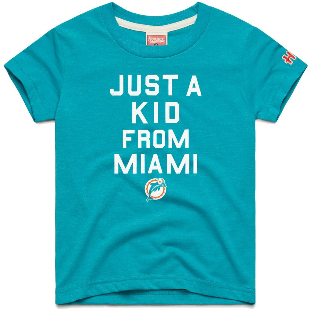 Miami Dolphins Homage Youth Just a Kid Tri-Blend T-Shirt - Aqua - NFL