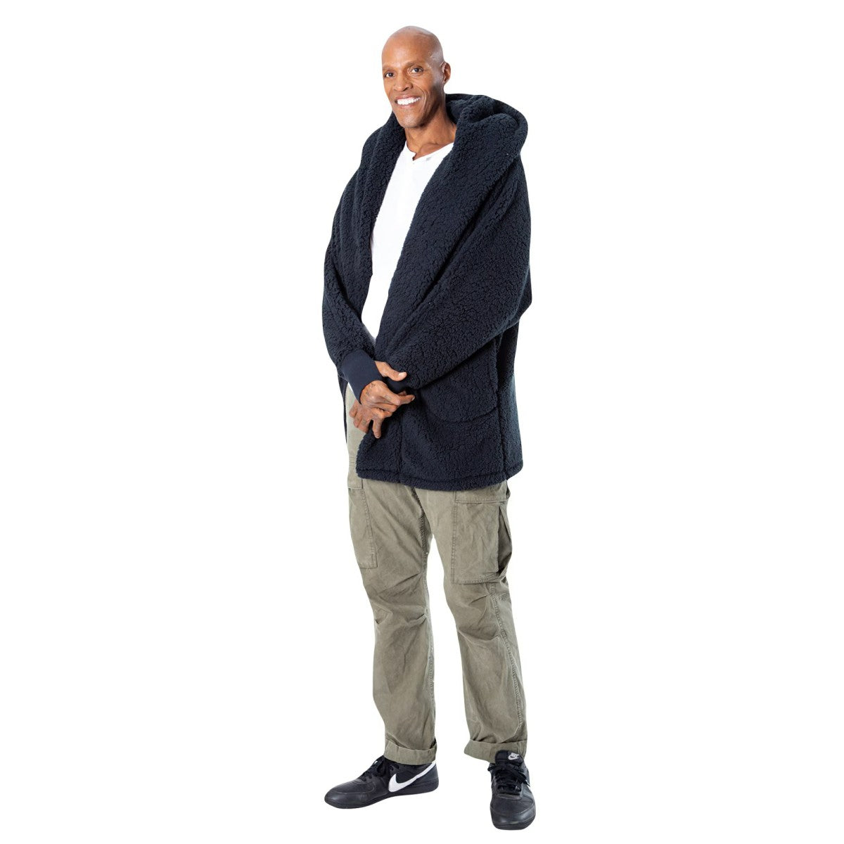 The Best Lounger in the World By Jill Martin Portland Trail Blazers Unisex Black Oversized Open-Front Hoodie Sweater
