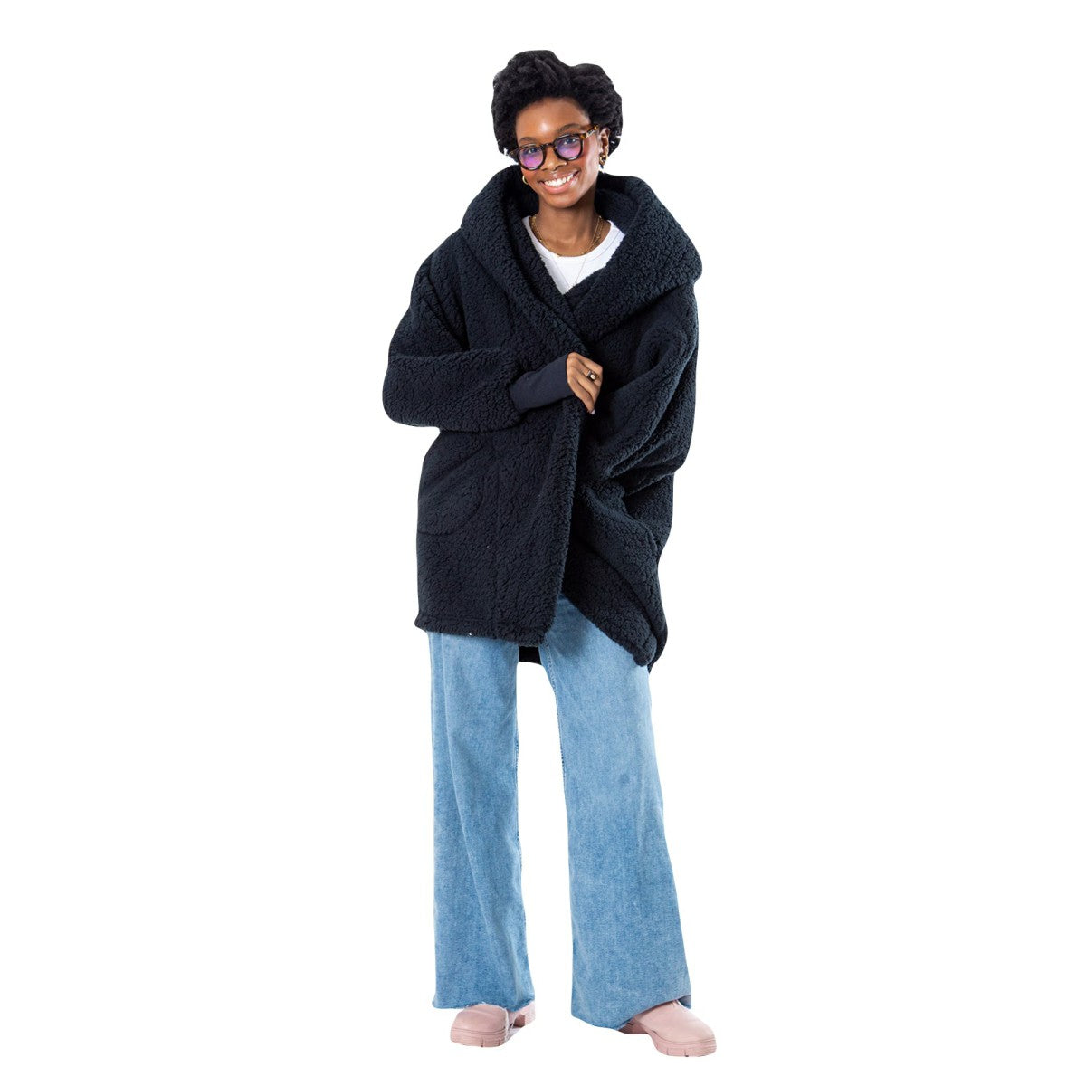 The Best Lounger in the World By Jill Martin Utah Jazz Unisex Black Oversized Open-Front Hoodie Sweater