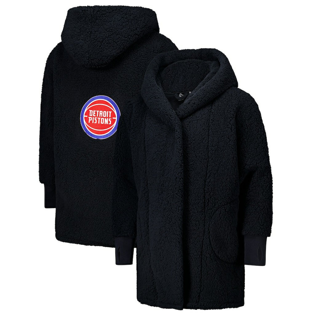 The Best Lounger in the World By Jill Martin Detroit Pistons Unisex Black Oversized Open-Front Hoodie Sweater