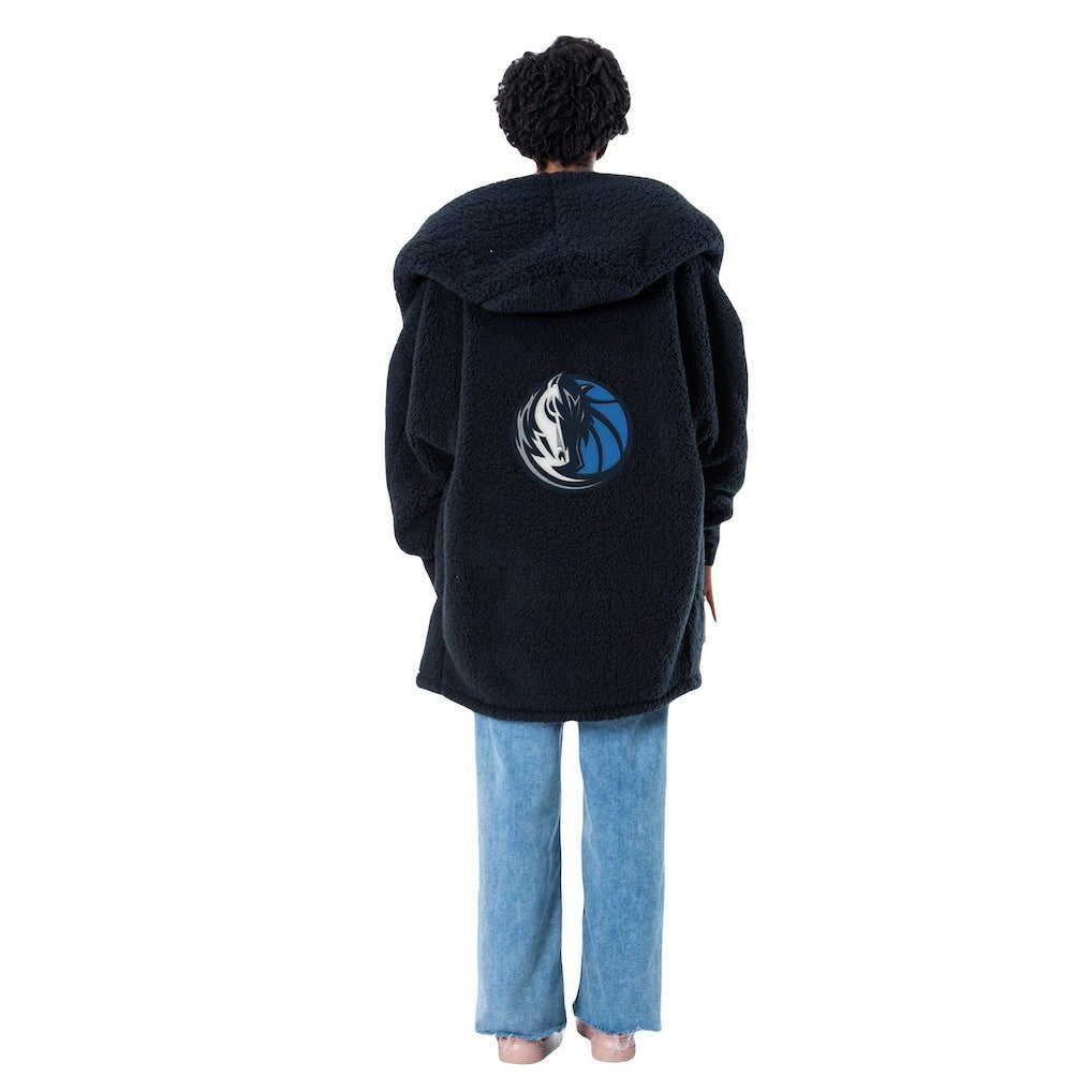 The Best Lounger in the World By Jill Martin Dallas Mavericks Unisex Black Oversized Open-Front Hoodie Sweater