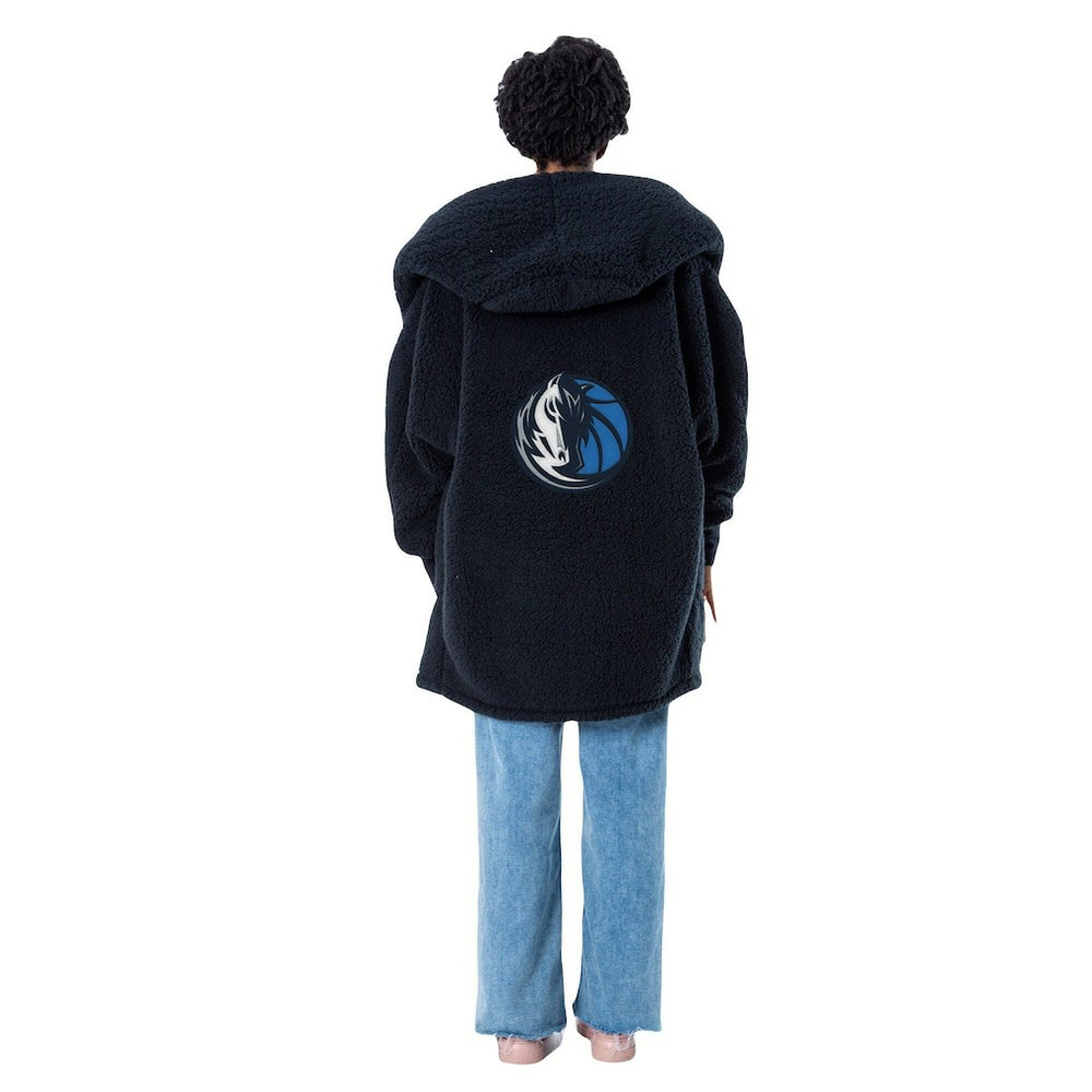 The Best Lounger in the World By Jill Martin Dallas Mavericks Unisex Black Oversized Open-Front Hoodie Sweater