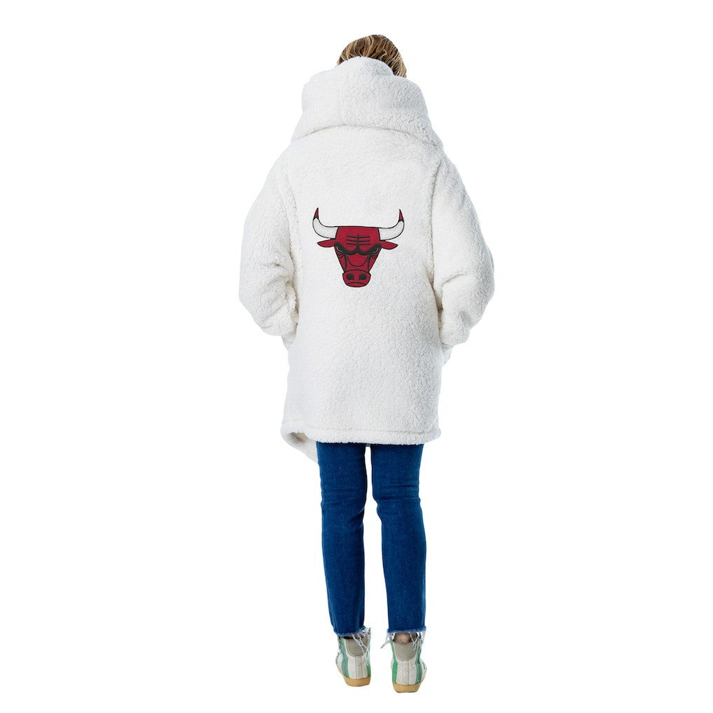 The Best Lounger in the World By Jill Martin Chicago Bulls Unisex Cream Oversized Open-Front Hoodie Sweater