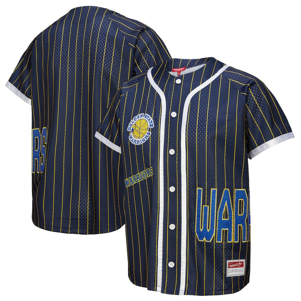Mitchell & Ness Golden State Warriors x DANNIJO Women's Fashion Baseball Jersey Blue