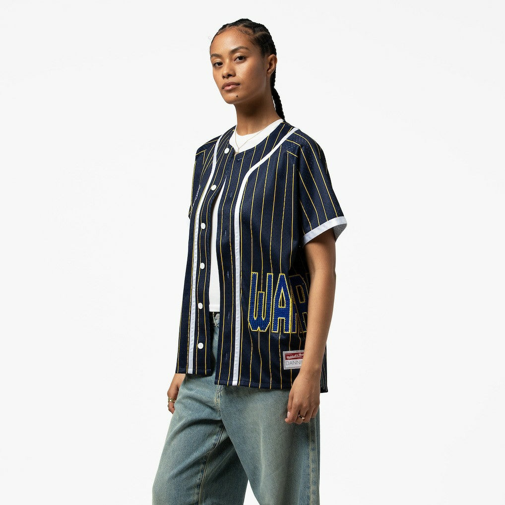 Mitchell & Ness Golden State Warriors x DANNIJO Women's Fashion Baseball Jersey Blue