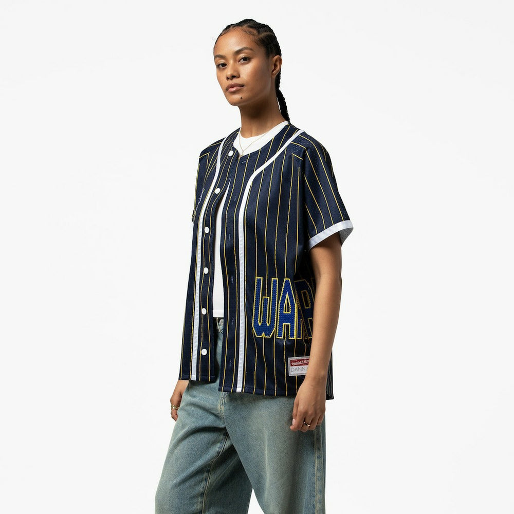 Mitchell & Ness Golden State Warriors x DANNIJO Women's Fashion Baseball Jersey Blue