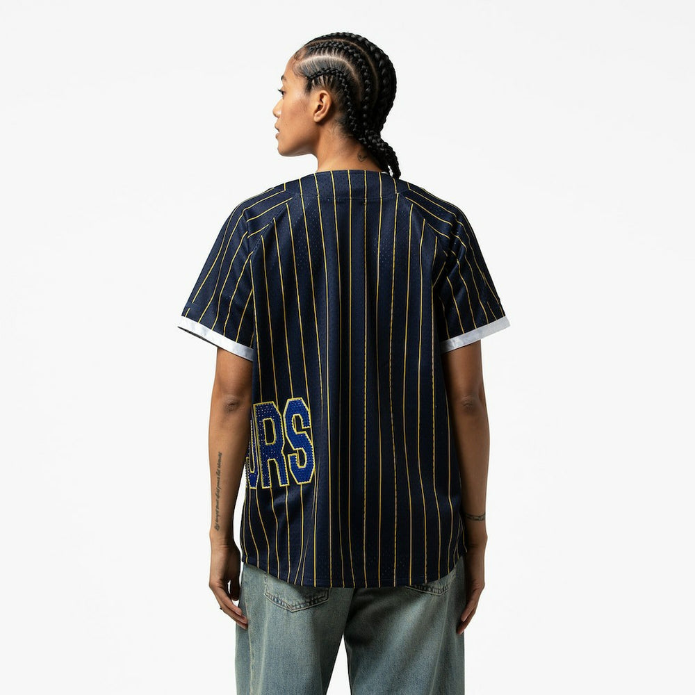 Mitchell & Ness Golden State Warriors x DANNIJO Women's Fashion Baseball Jersey Blue