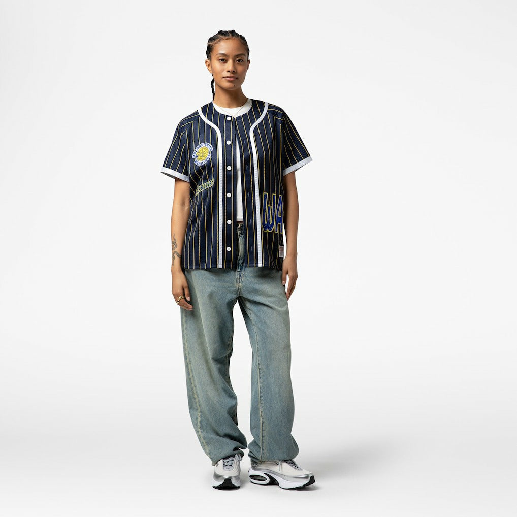 Mitchell & Ness Golden State Warriors x DANNIJO Women's Fashion Baseball Jersey Blue