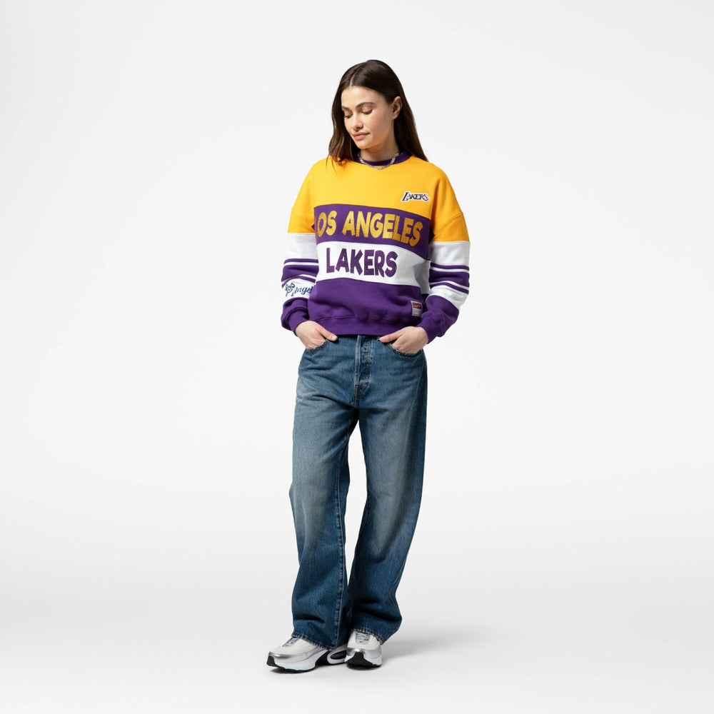 Mitchell & Ness Los Angeles Lakers x DANNIJO Women's Blocked Pullover Sweatshirt Gold/Purple
