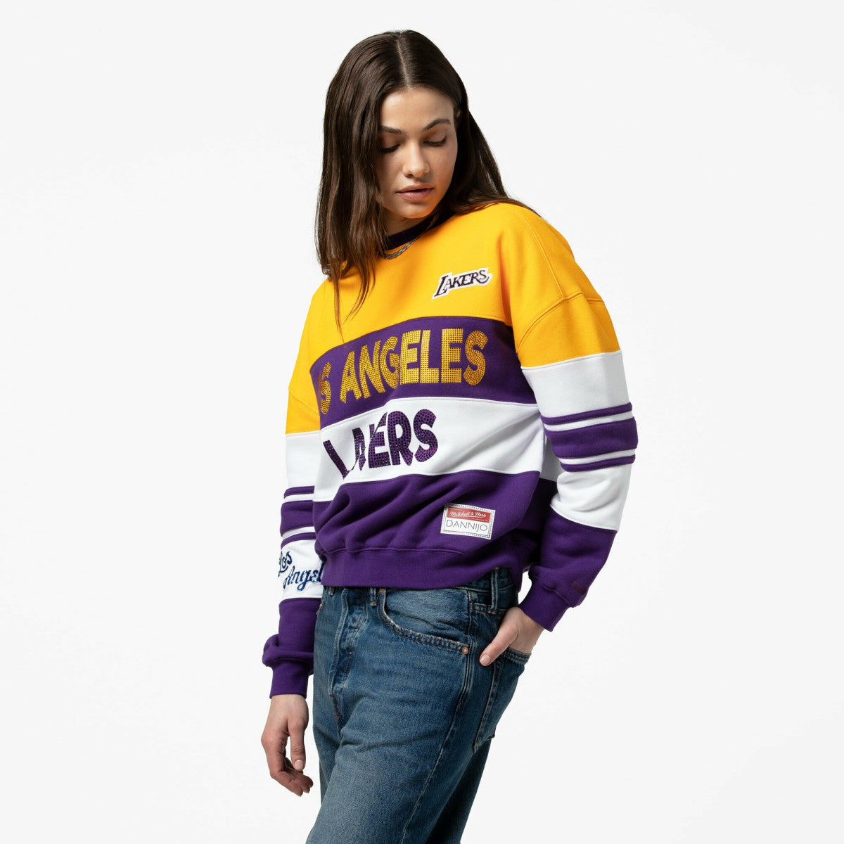 Mitchell & Ness Los Angeles Lakers x DANNIJO Women's Blocked Pullover Sweatshirt Gold/Purple