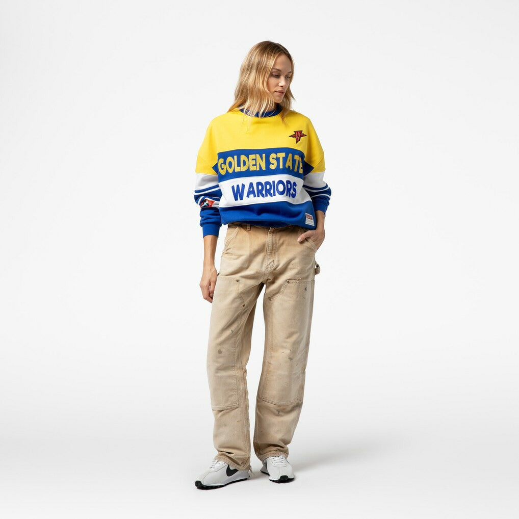 Mitchell & Ness Golden State Warriors x DANNIJO Women's Blocked Pullover Sweatshirt Gold/Royal