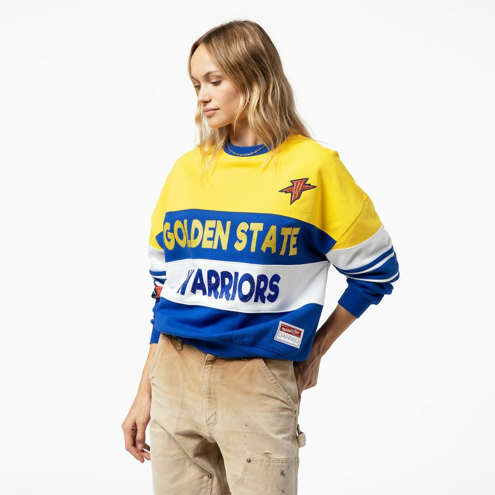 Mitchell & Ness Golden State Warriors x DANNIJO Women's Blocked Pullover Sweatshirt Gold/Royal