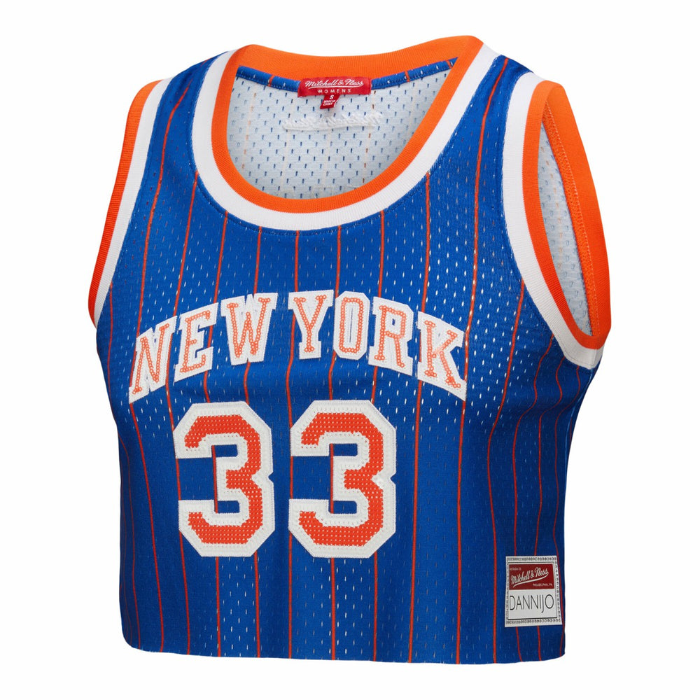 Mitchell & Ness Patrick Ewing New York Knicks x DANNIJO Women's Fashion Cropped Basketball Jersey Royal