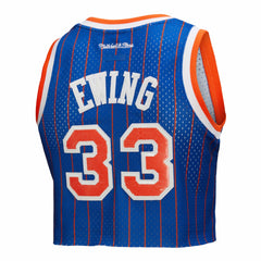 Mitchell & Ness Patrick Ewing New York Knicks x DANNIJO Women's Fashion Cropped Basketball Jersey Royal
