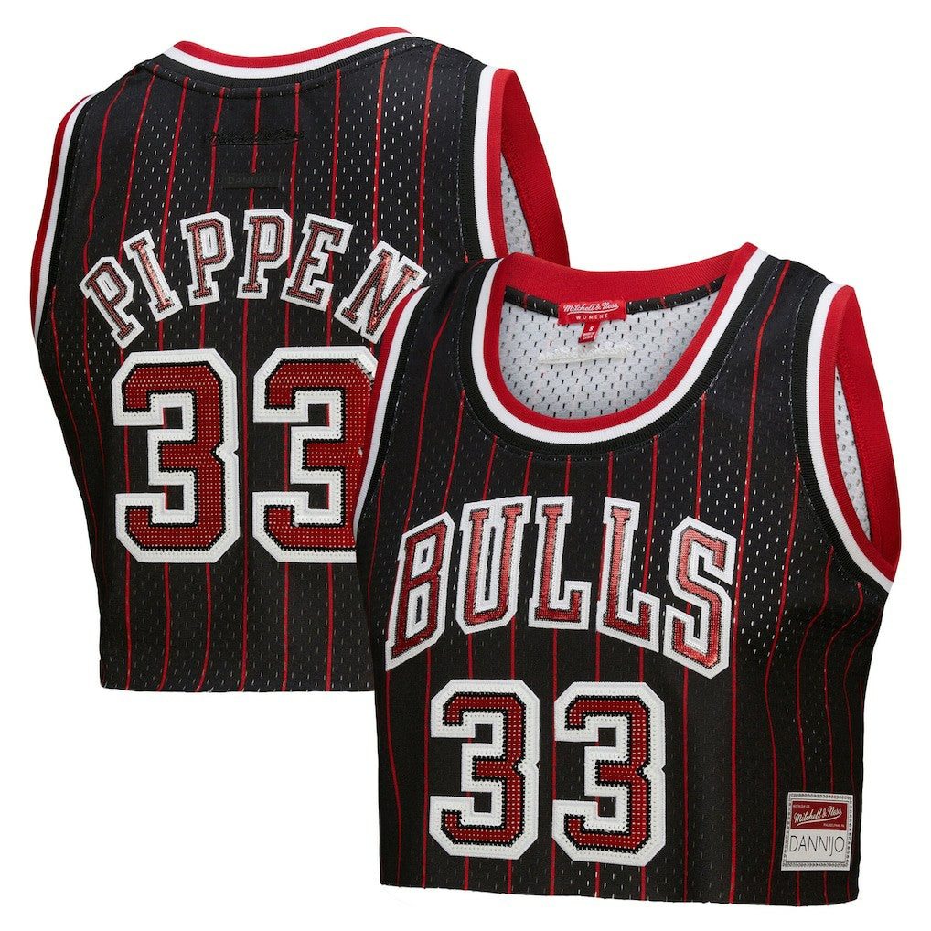 Mitchell & Ness Scottie Pippen Chicago Bulls x DANNIJO Women's Fashion Cropped Basketball Jersey Black