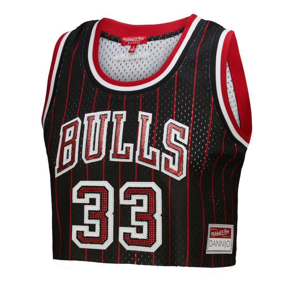 Mitchell & Ness Scottie Pippen Chicago Bulls x DANNIJO Women's Fashion Cropped Basketball Jersey Black