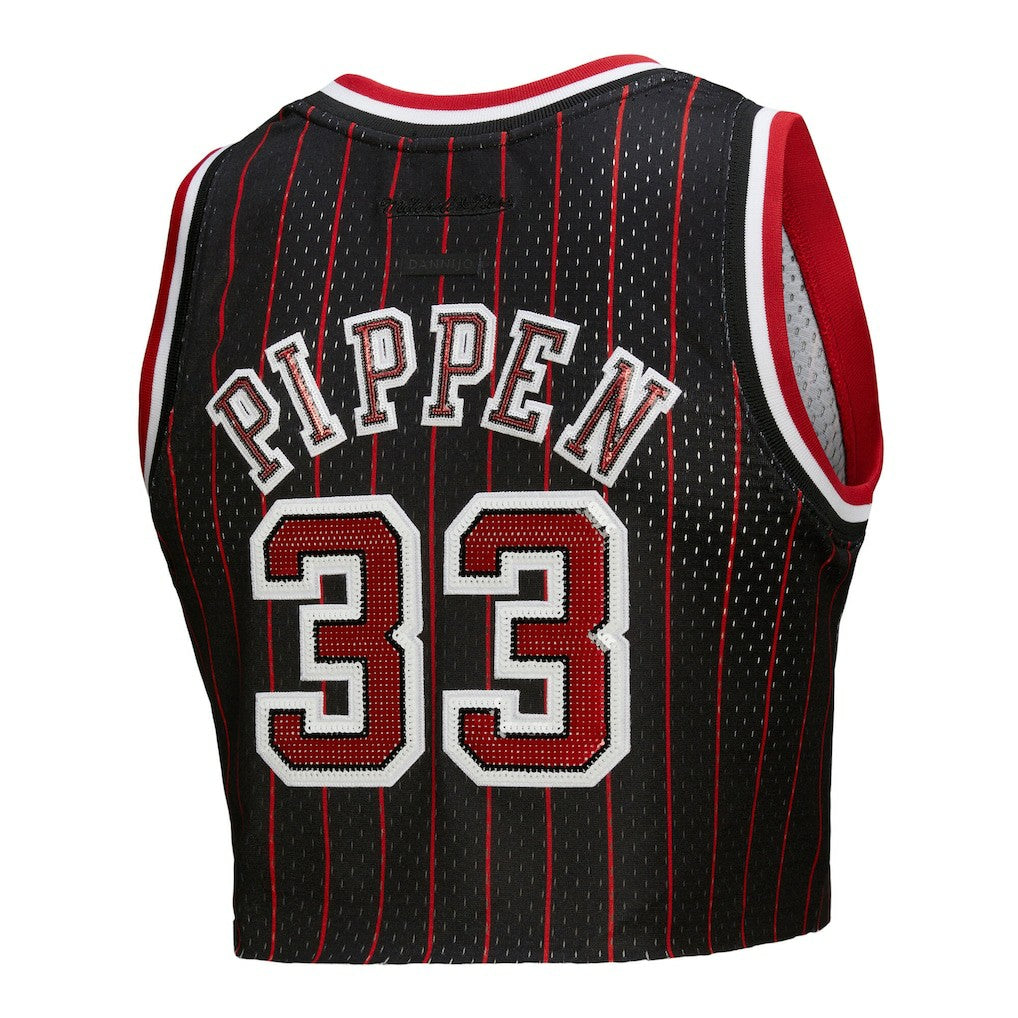 Mitchell & Ness Scottie Pippen Chicago Bulls x DANNIJO Women's Fashion Cropped Basketball Jersey Black