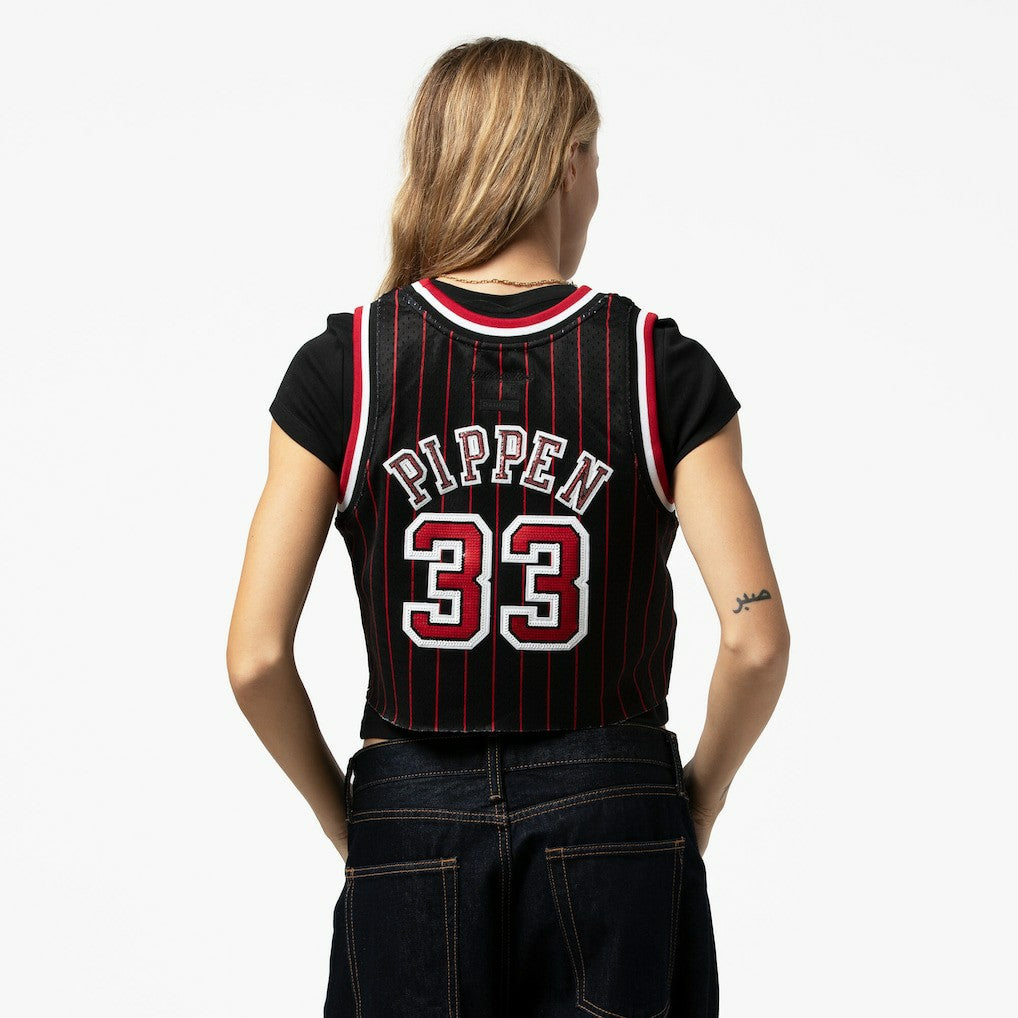 Mitchell & Ness Scottie Pippen Chicago Bulls x DANNIJO Women's Fashion Cropped Basketball Jersey Black