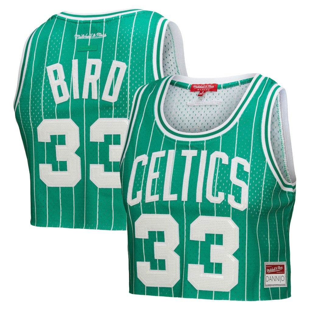 Mitchell & Ness Larry Bird Boston Celtics x DANNIJO Women's Fashion Cropped Basketball Jersey Kelly Green