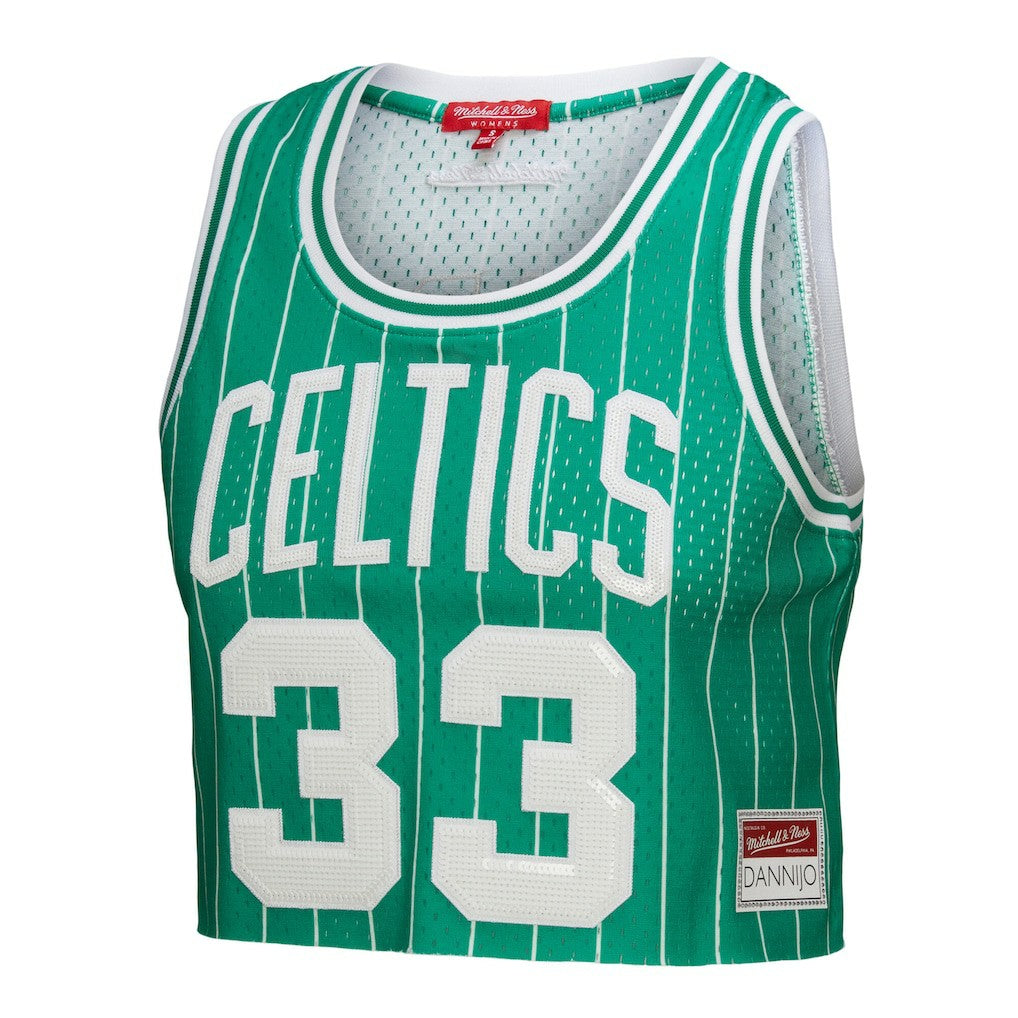 Mitchell & Ness Larry Bird Boston Celtics x DANNIJO Women's Fashion Cropped Basketball Jersey Kelly Green
