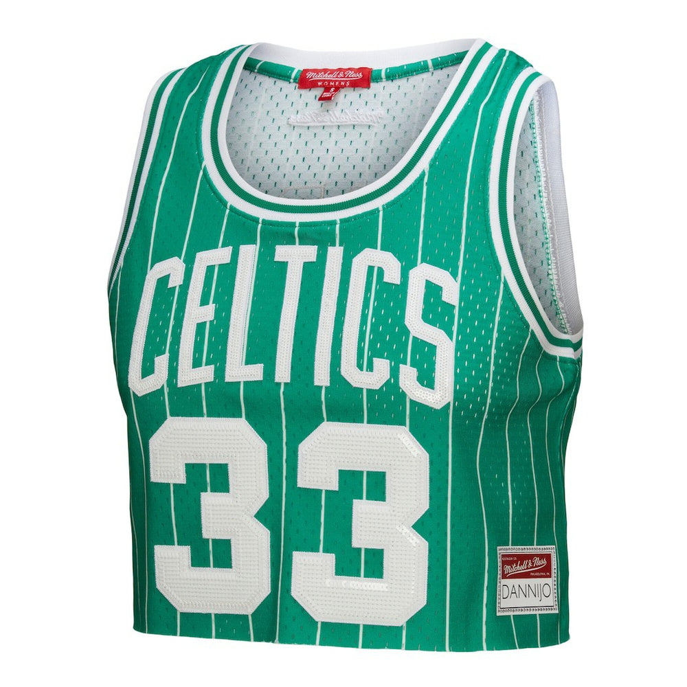 Mitchell & Ness Larry Bird Boston Celtics x DANNIJO Women's Fashion Cropped Basketball Jersey Kelly Green