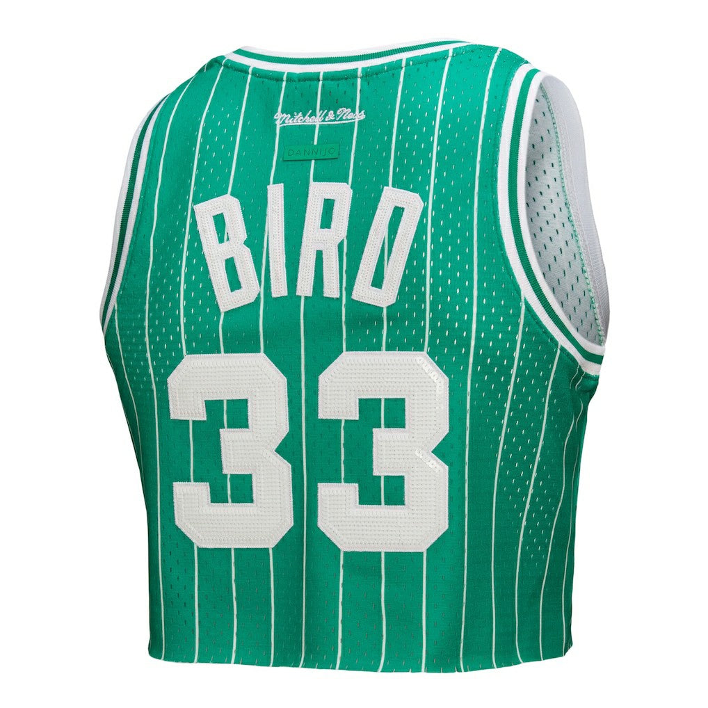 Mitchell & Ness Larry Bird Boston Celtics x DANNIJO Women's Fashion Cropped Basketball Jersey Kelly Green